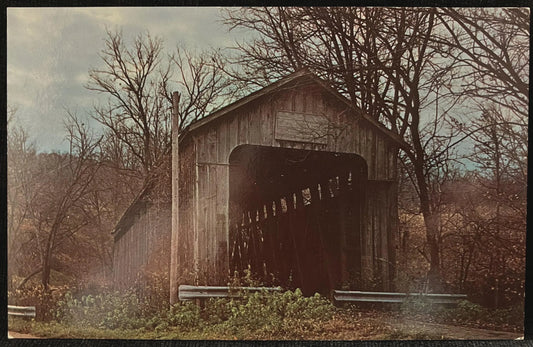 Lower Blue Creek Bridge near Brooksville, Indiana - Photo by John V. Pontiere - Vintage Covered Bridge Postcard