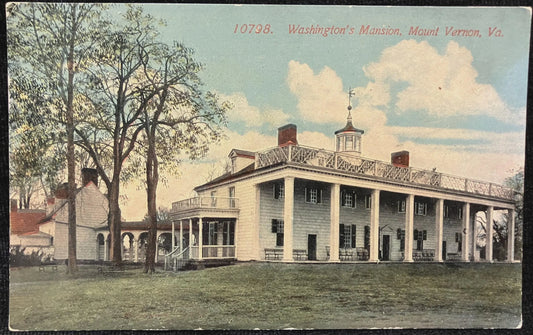 Washington’s Mansion, Mount Vernon, Virginia, 1920s - Vintage American History Postcard