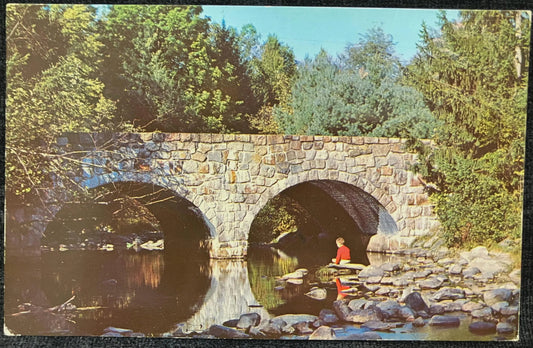 Big Flatbrook Bridge in Stokes State Forrest, Sussex County, New Jersey - Vintage Bridge Postcard