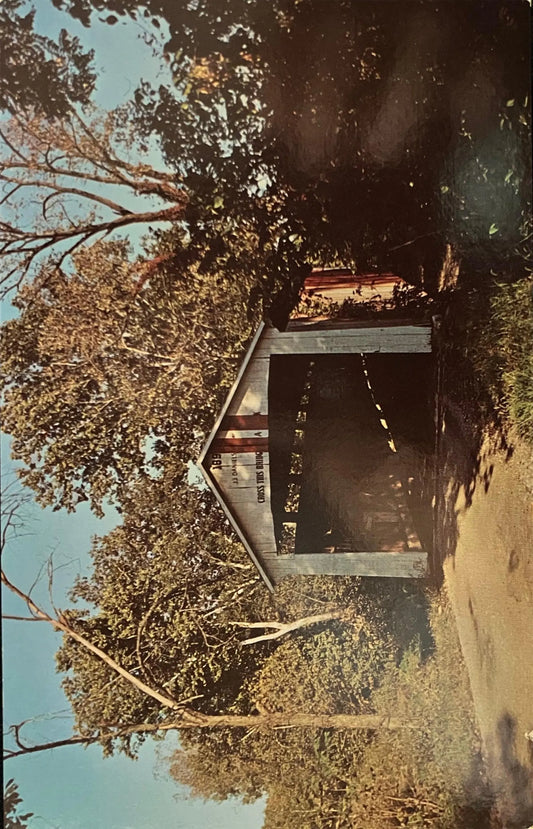 Melcher Bridge in Parke County, Indiana - Photo: John V. Pontiere Jr.  - Vintage Covered Bridge Postcard