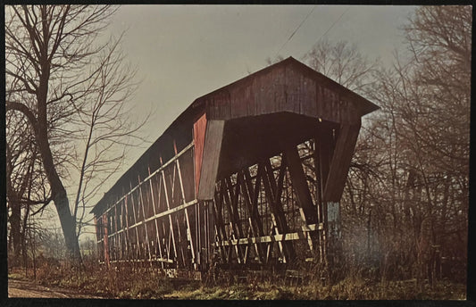 Cedar Chapel Bridge near Garrett, Indiana - Photo by John V. Pontiere Jr. - Vintage Covered Bridge Postcard