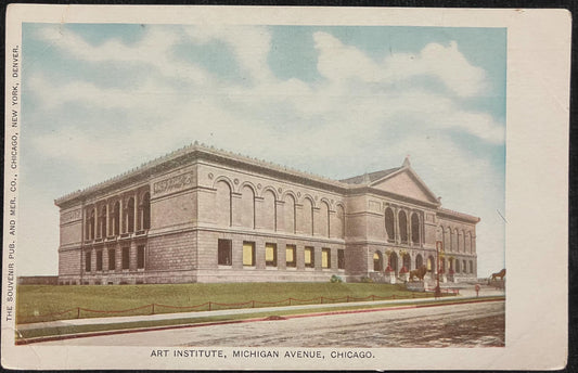 Art Institute, Michigan Avenue, Chicago - Vintage Pre 1907 Museum Architecture Postcard