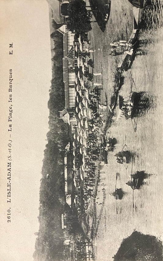 L'Isle-Adam (S.-et-O.) - La Plage, les Barques E. M.- Vintage French Postcard - Made in Paris, France