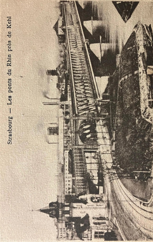 Strasbourg - Les ponts du Rhin pres de Kehl - Vintage Germany Postcard