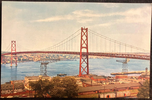 Angus L. Macdonald Memorial Bridge in Halifax, Nova Scotia - Vintage Postcard