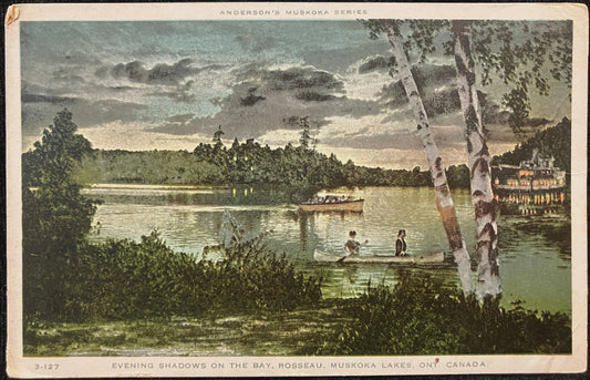 Evening Shadows on the Bay, Rousseau, Muskoka Lakes, Ontario, Canada - Vintage Postcard