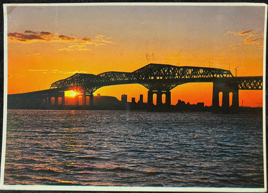 Sunset on Champlain Bridge - Montreal, Quebec, Canada - Vintage Postcard