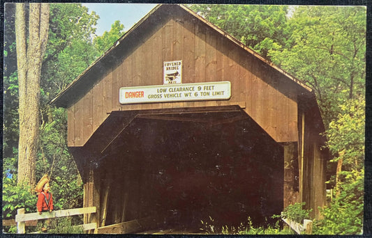 Blow-Me-Down Brook in Cornish, New Hampshire - Vintage Covered Bridge Postcard