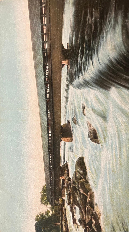Manchester, New Hampshire, Amoskeag Falls, Merrimack River - Made in Germany - Vintage Covered Bridge Postcard