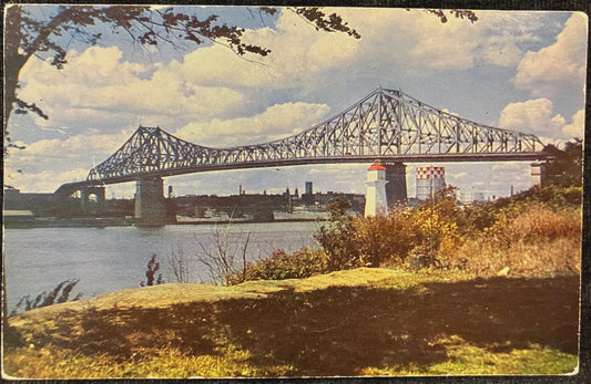 Jaques Cartier Bridge from Ste. Helen’s Island, Montreal, Canada - Photo by S. J. Hayward - Vintage Postcard