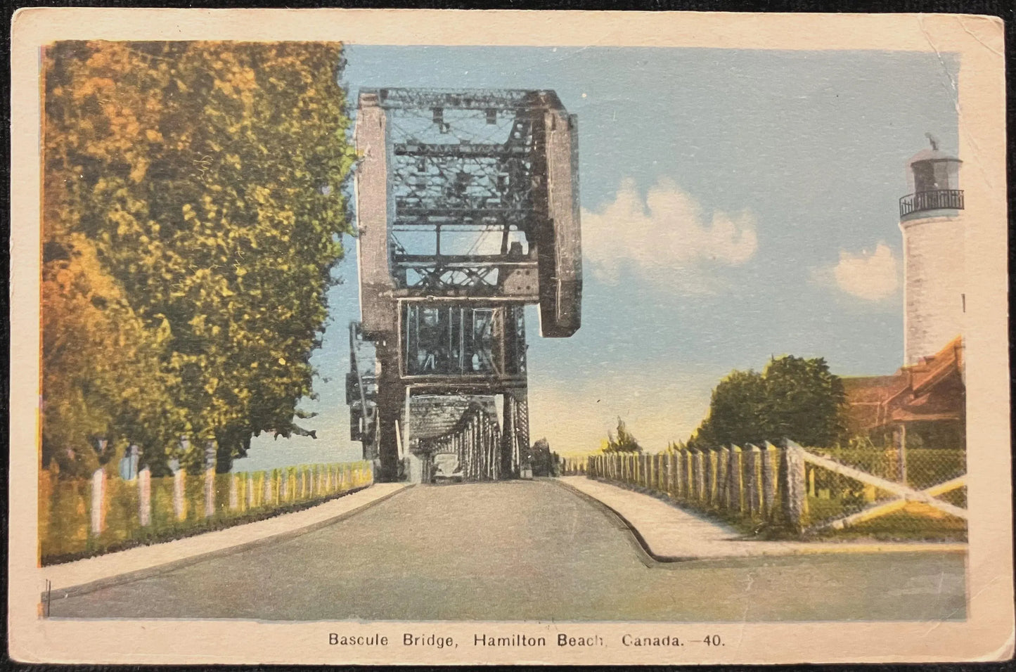 Bascule Bridge, Hamilton Beach, Canada 1908 - Vintage Iron Bridge Postcard