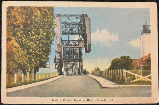 Bascule Bridge, Hamilton Beach, Canada 1908 - Vintage Iron Bridge Postcard