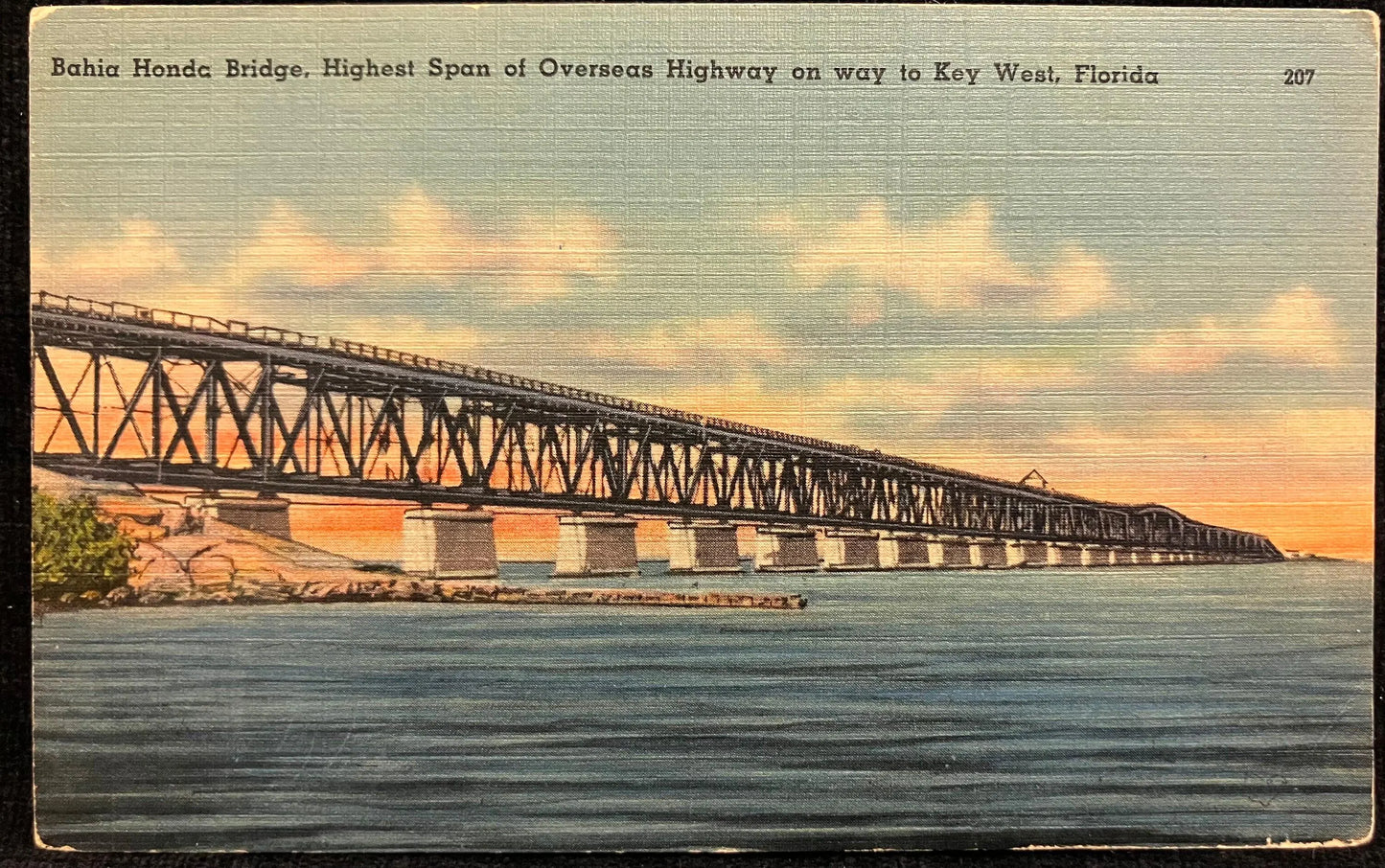 Bahia Honda Bridge, Highest Span of Overseas Highway on the way to Key West, Florida - Vintage Postcard