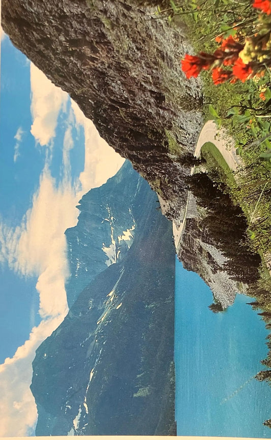 Going-To-The-Sun-Road, along St. Mary Lake, Glacier National Park, Montana - Photo by Dan Sample - Vintage Postcard