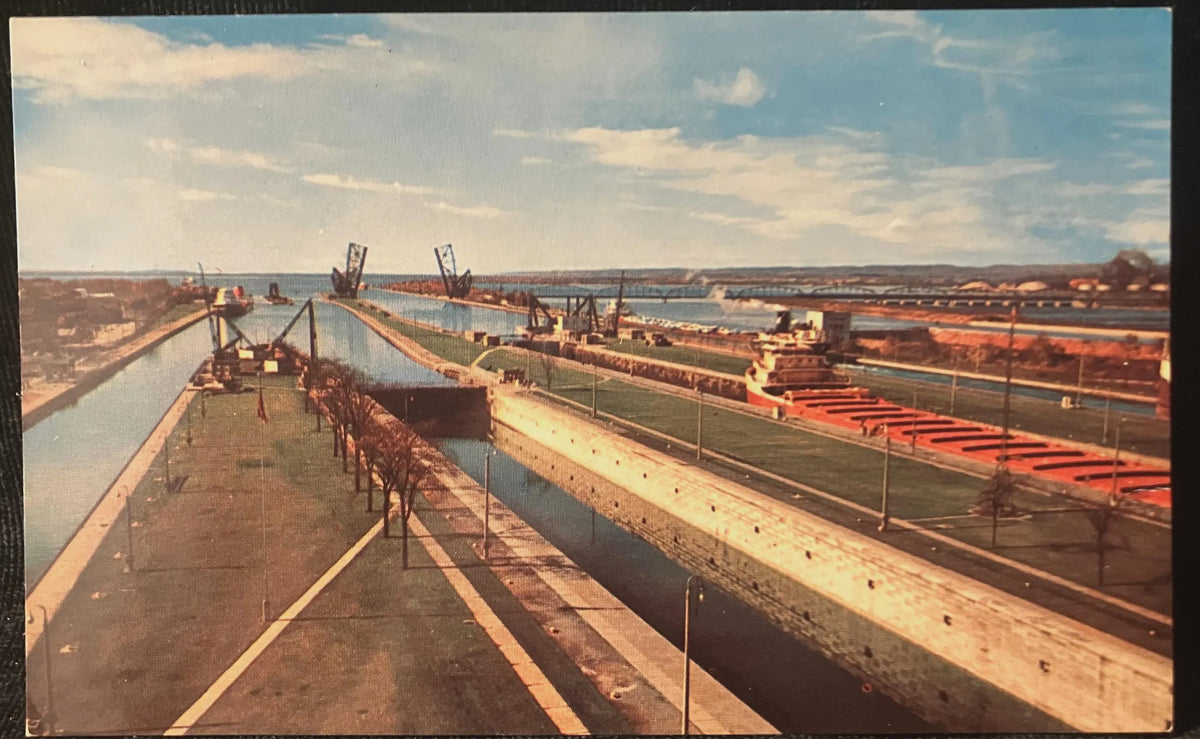 A General View of the Soo Locks - Sault Ste. Marie, Michigan - Vintage Postcard