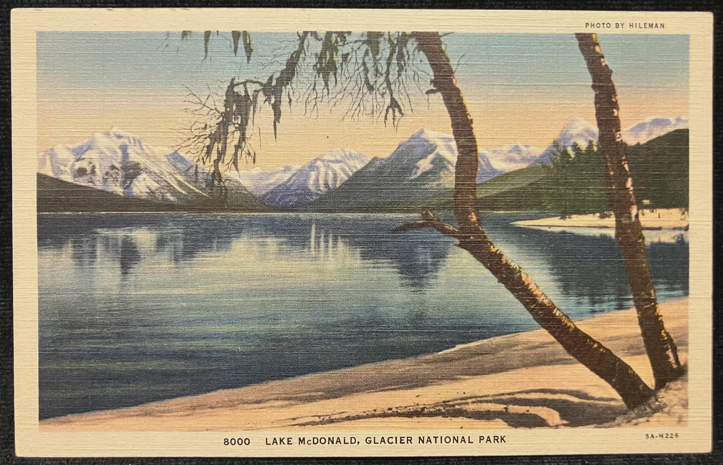 Lake McDonald, Glacier National Park, Montana - Photo by Hileman - Vintage Postcard
