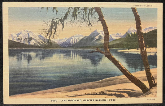 Lake McDonald, Glacier National Park, Montana - Photo by Hileman - Vintage Postcard