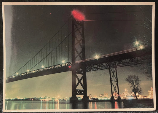 The Ambassador Bridge, Detroit, Michigan - Windsor, Ontario - Photo: Stewart/Halstead - Vintage International Bridge Postcard