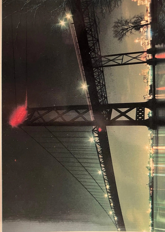 The Ambassador Bridge, Detroit, Michigan - Windsor, Ontario - Photo: Stewart/Halstead - Vintage International Bridge Postcard