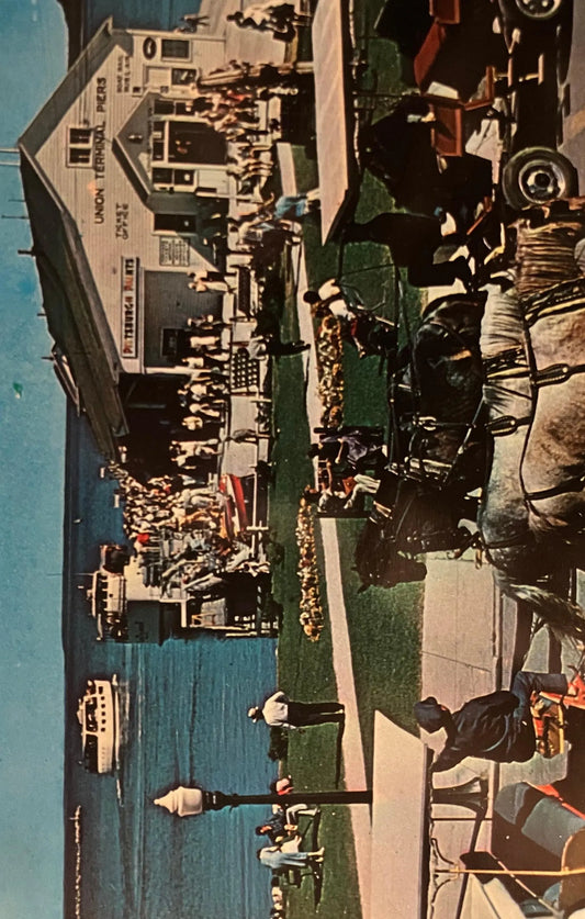 Union Terminal Pier at Mackinac Island in Michigan’s Upper Peninsula - Vintage Postcard