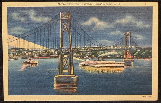Mid-Hudson Traffic Bridge, Poughkeepsie, New York - Vintage Postcard