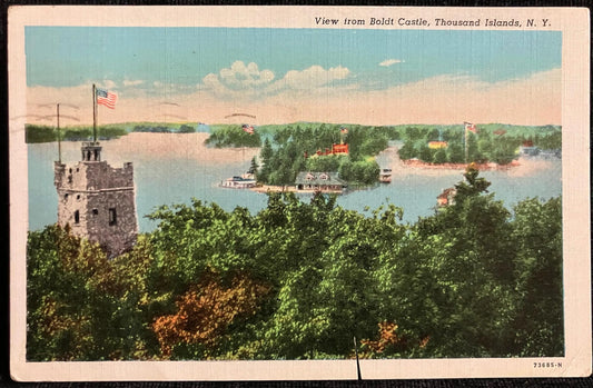 View from Boldt Castle, Thousand Islands, New York - Vintage Postcard