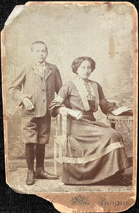 Young Woman and Boy - Prague - Vintage Photo