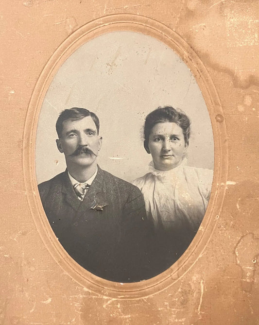 Victorian Man and Woman - Brigham Battle Creek, Michigan - Vintage Photo