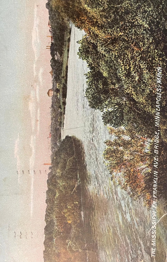The Mississippi River, Franklin Ave Bridge, Minneapolis, Minnesota - Vintage Postcard