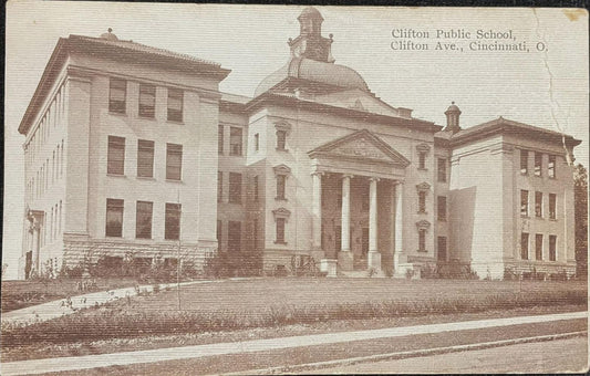 Clifton Public School on Clifton Ave., Cincinnati, Ohio - Vintage School Postcard