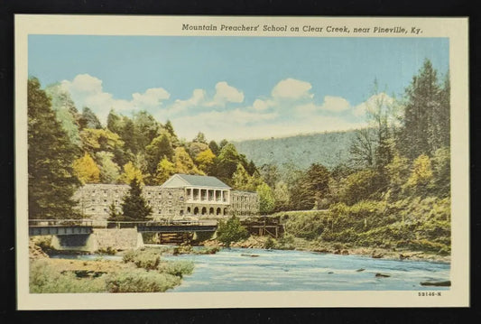 Mountain Preacher's School on Clear Creek, near Pineville, Kentucky - Vintage Postcard