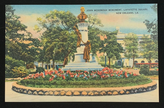 John McDonogh Monument, Lafayette Square, New Orleans, Louisiana - Vintage Monument Postcard