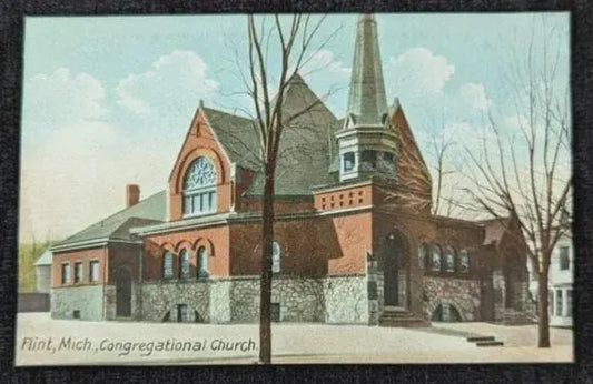 The Congregational Church in Flint, Michigan - Vintage Postcard