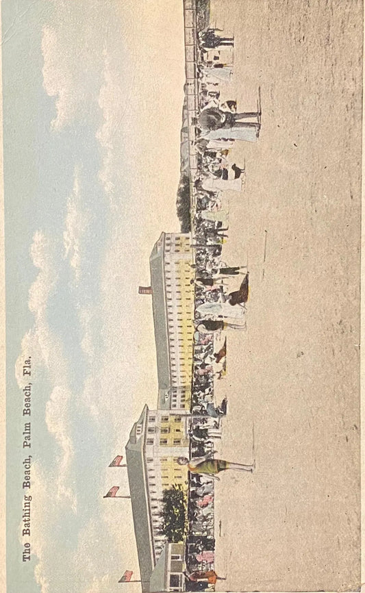 The Bathing Beach, Palm Beach, Florida - Vintage Postcard