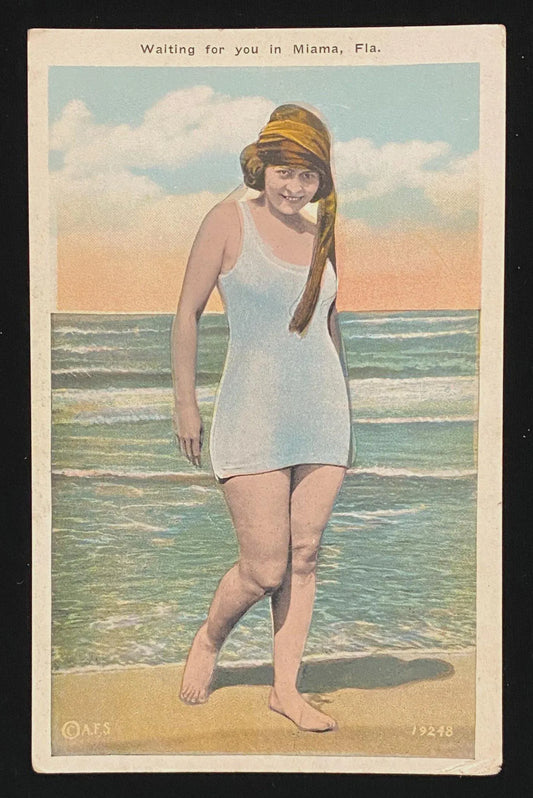 Waiting For You in Miami, Florida - Vintage Postcard