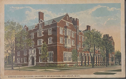Martha Cook Building, University of Michigan, Ann Arbor, Michigan - 1920s Vintage Postcard