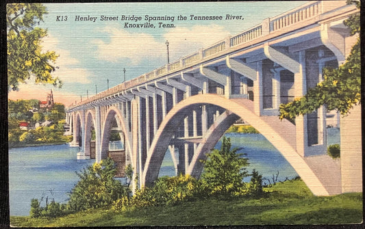 Henley Street Bridge Spanning the Tennessee River, Knoxville, Tennessee - Vintage Bridge Postcard