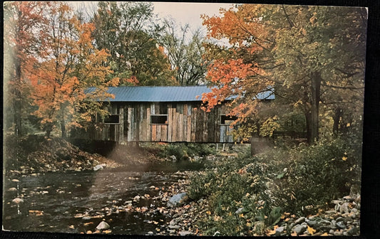 Covered Bridge in Grafton, Vermont - Vintage Bridge Postcard
