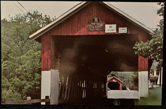 Northfield Twins Bridges in Northfield, Vermont - Gaf Color: Tommy Lee Knappe - Vintage Postcard