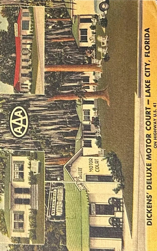 Dickens' Deluxe Motor Court - Lake City, Florida - Vintage Postcard