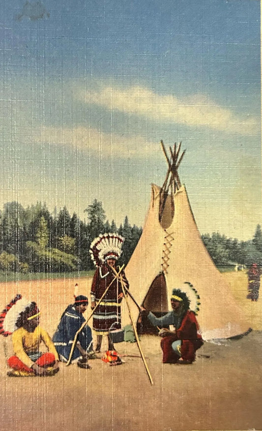 Native People Cooking - Wisconsin - Vintage Postcard