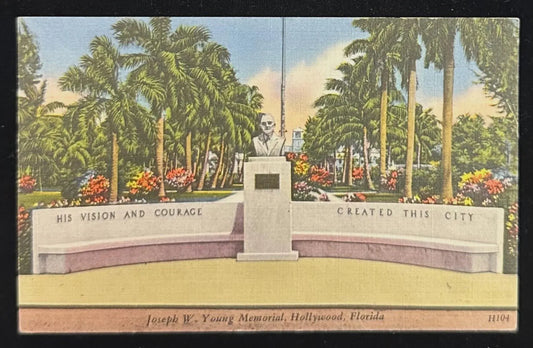 Joseph W. Young Memorial, Hollywood, Florida - Vintage Postcard