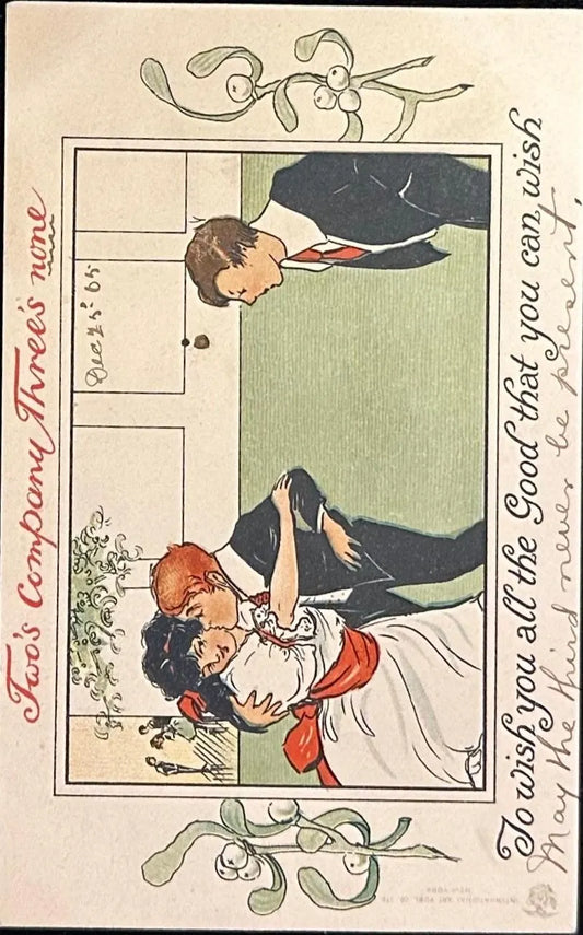 Two's Company Three's none - To wish you all the Good that you can wish - Vintage Postcard