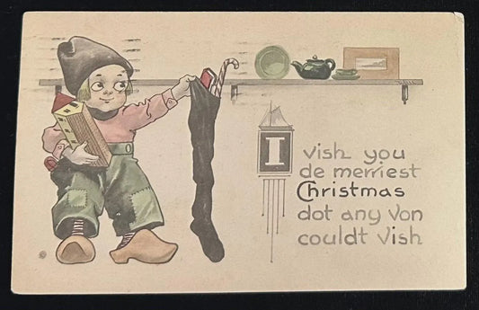 I vish you de merriest Christmas dot any Von couldt Vish - Vintage Postcard