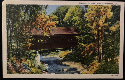 Covered Bridge, West Brattleboro, Vermont - Vintage Postcard