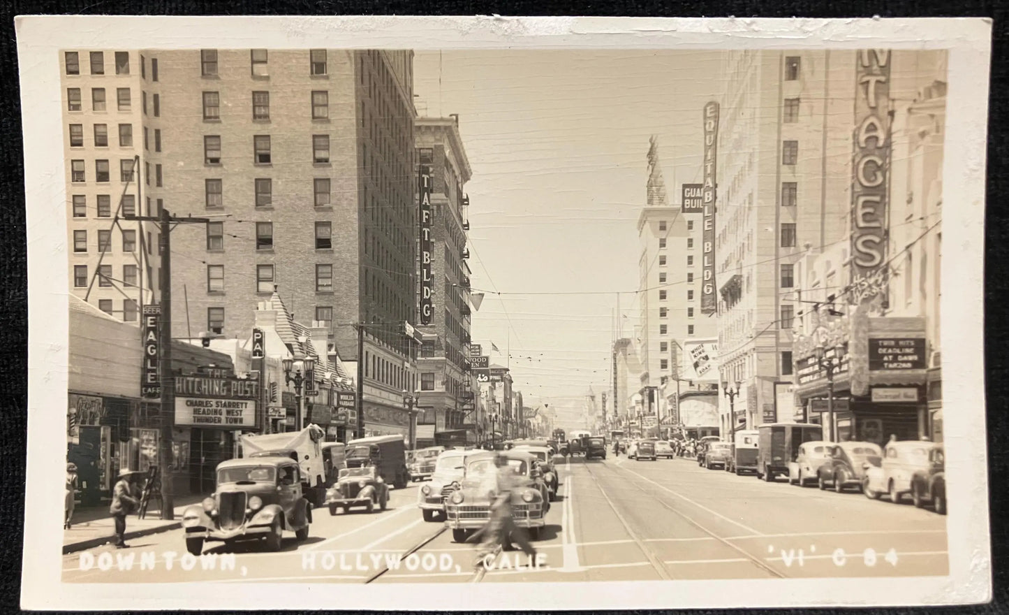 RPPC - Downtown, Hollywood, California - 'VI' C S 4 - Vintage Postcard