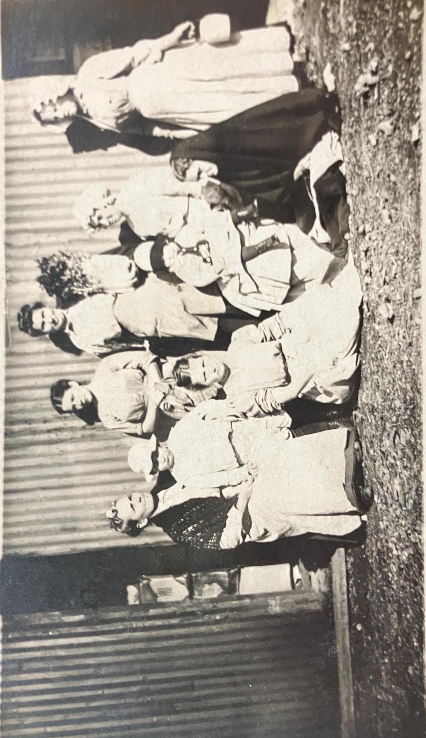 Family Photo -Women and Children Dressed in Victorian Day Wear and Bonnets - Real Photo Postcard
