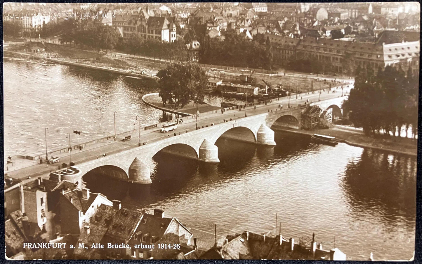 RPPC - FRANKFURT a. M., Alte Brücke, erbaut 1914-26 - Made in Germany - Vintage International Postcard