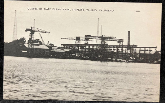 Black and white image of Mare Island Naval Shipyard, Vallejo, California