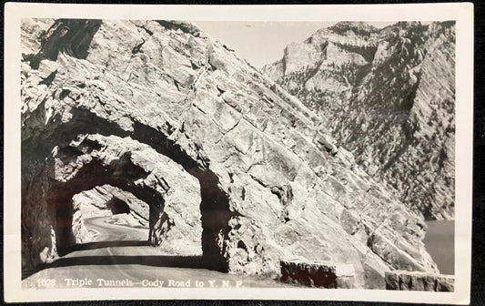 RPPC - Triple Tunnels - Cody Road to Yellowstone National Park - Vintage  Real PhotoPostcard